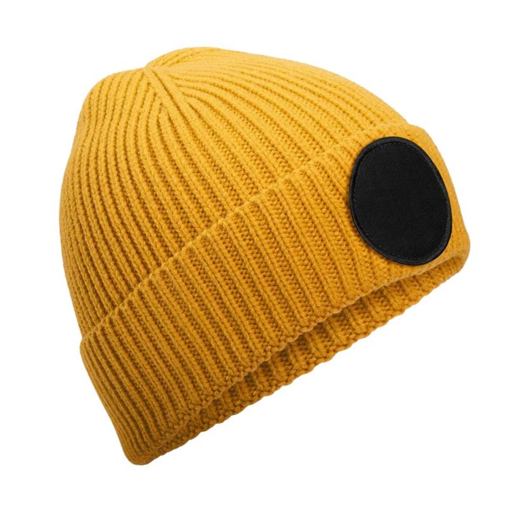 Beechfield Unisex Adult Fashion Circular Patch Beanie / Mustard/Black
